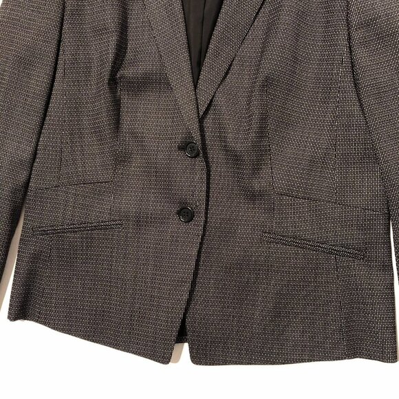 Hugo Boss Notched Collar Two Button Virgin Wool Jacket Black + Cream Sz 8 - Picture 2 of 16